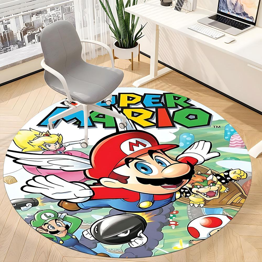 1 szt. Super Mario Bros. Okrągły dywanik biurowy, pod krzesła biurowe, do sypialni, salonu, wystroju domu a1022284