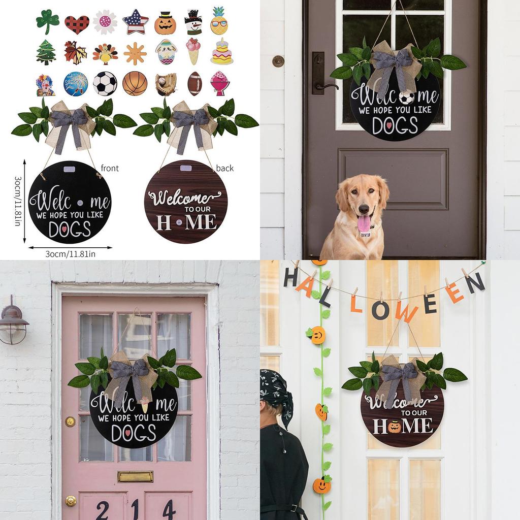 Charming Rustic Home Decor Welcome Sign With Removable Accessories For All Seasons