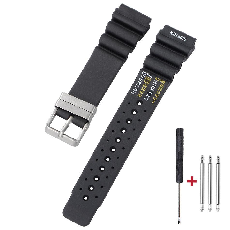 ND Limits Diver Silicone Rubber Strap 20mm 22mm 24mm Watch Band for Seiko for Citizen for Water Ghost Men Breathable Diving Belt