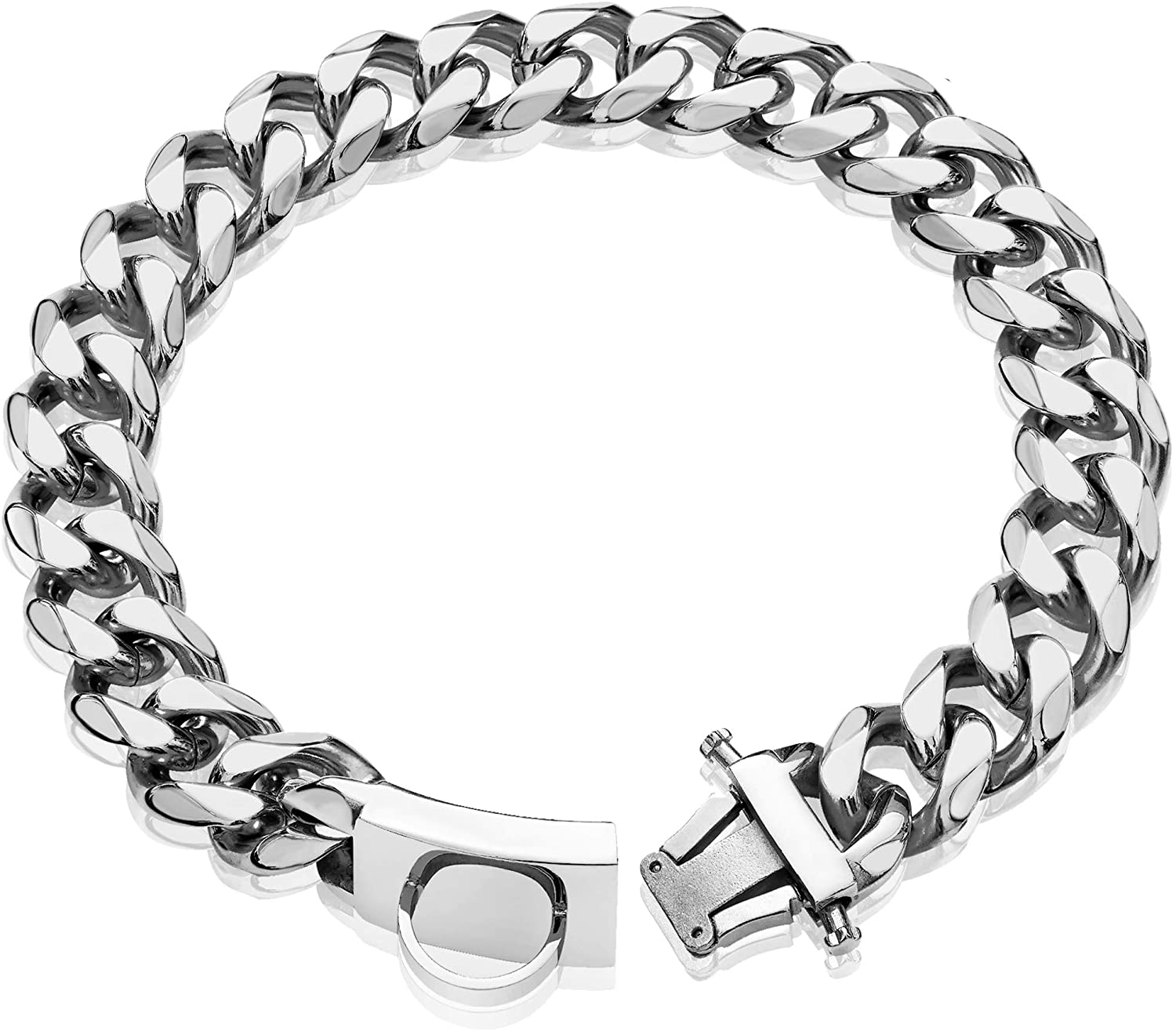 Photos - Leash Gold Dog Collar Stainless Steel Cuban Link Chain with Bone ID Tag, Luxury Pet Necklace, Small Medium Large Dogs Usage 14IN(3