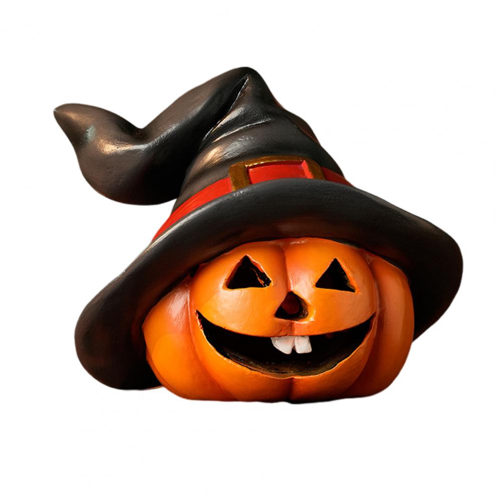 Halloween Pumpkin Decor Halloween Dining Table Decoration Retro Halloween Pumpkin Figurine with Witch Hat Design for Indoor
