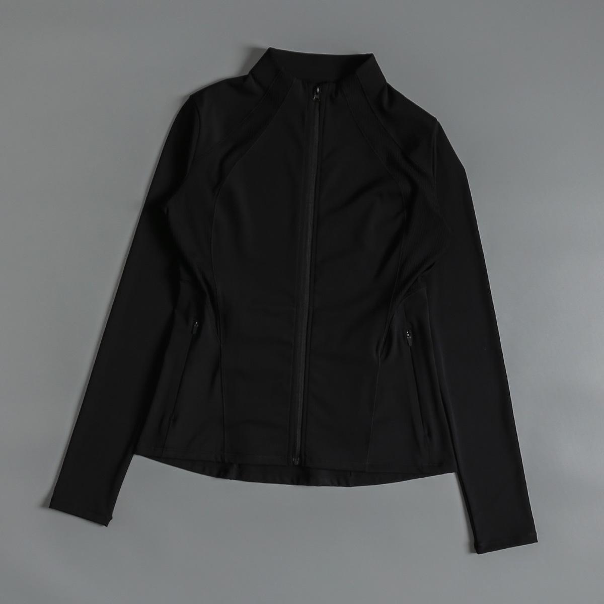 

Autumn & Winter Women s Slim Fit Stand-up Collar Yoga Jacket with Zipper for Pilates & Morning Run. Large чорний