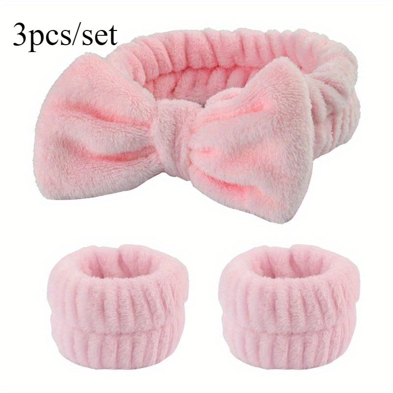 

повязки на голову и напульсники милая мягкая повязка для ухода за кожей эластичная повязка с бантом суперабсорбирующий напульсник умывание лица ванна макияж розовый