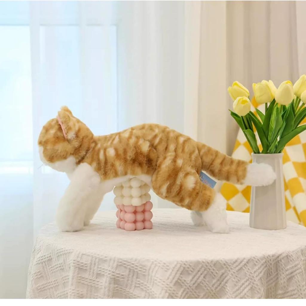 This and lifelike plush pillow features a brown tabby and calico black and white A perfect gift for or store This 50cm plush toy cushion features a