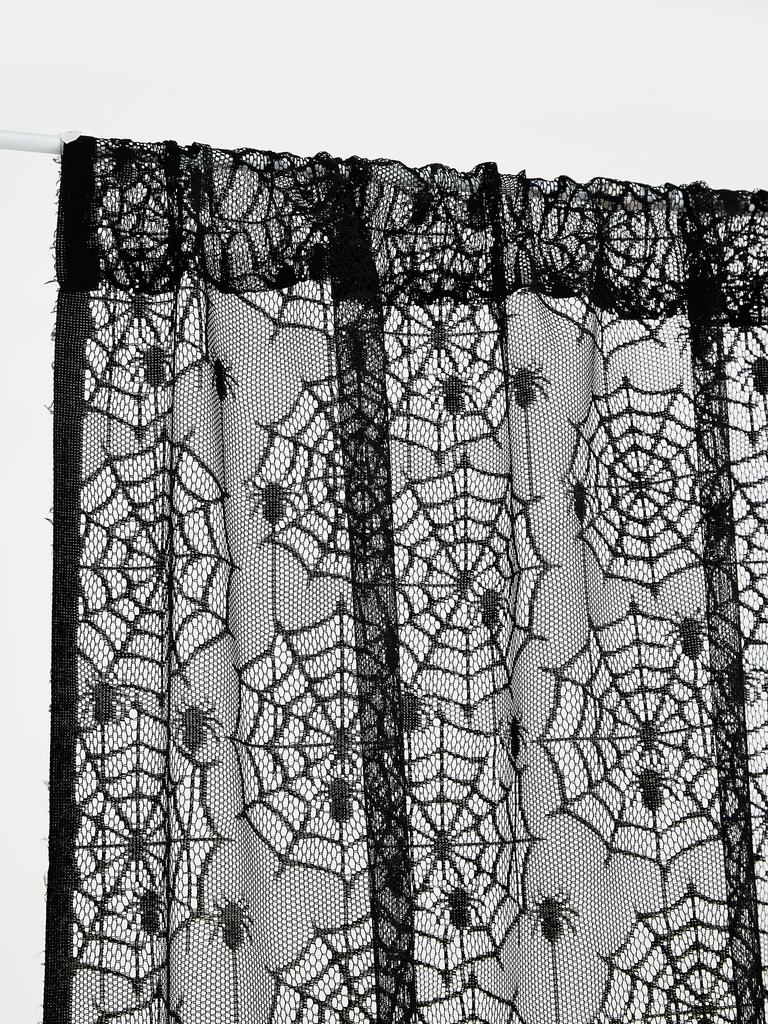 Halloween Lace Window Curtain with Spider Web Design - Perfect for Fireplace, Door curtain