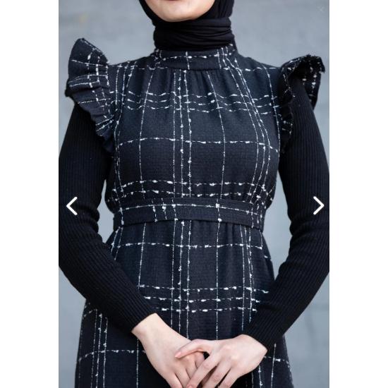 Tüvit Fırfırlı Jile Elbise