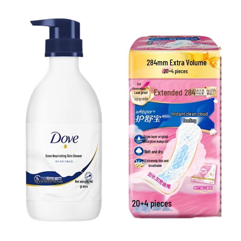 Набор: Гель для душа Dove и салфетки Whisper Pads