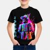 Fluorescent Style Short Sleeved 3D Digital Printed T-shirt for Children Shirt