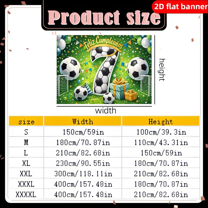 2D flat banner with Nordic style football pattern party banner, 7th birthday party decoration background cloth