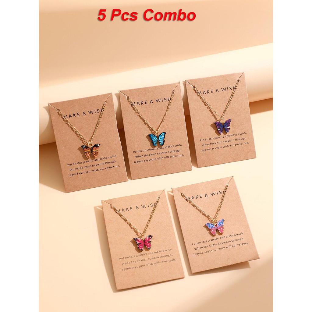 Fashion Latest Stylish Butterfly Jewellery Necklace Set for Women Pendant Necklace Gifts for Girls