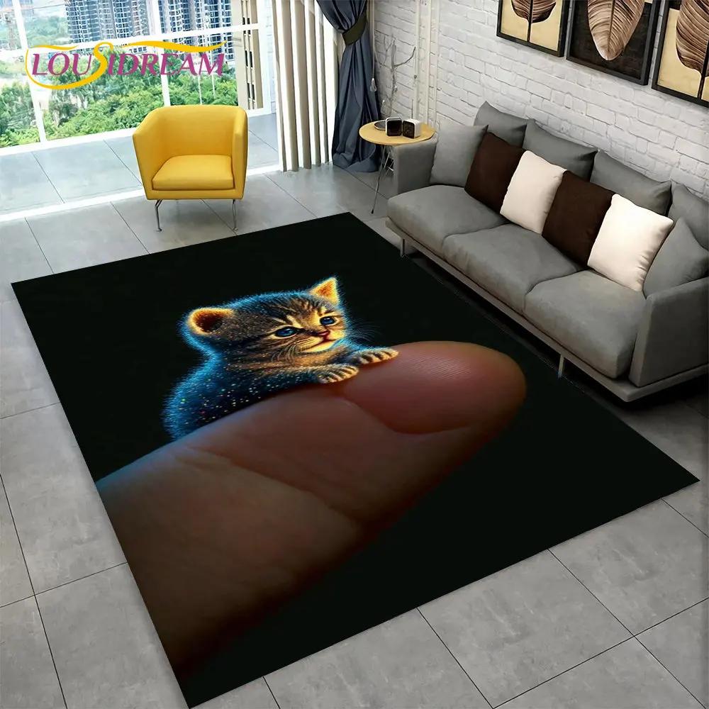 3D Cute Cat Cartoon Area Rug,Carpet Rug for Home Living Room Bedroom Sofa Kitchen Doormat Decoration,Kid Play Non-slip Floor Mat