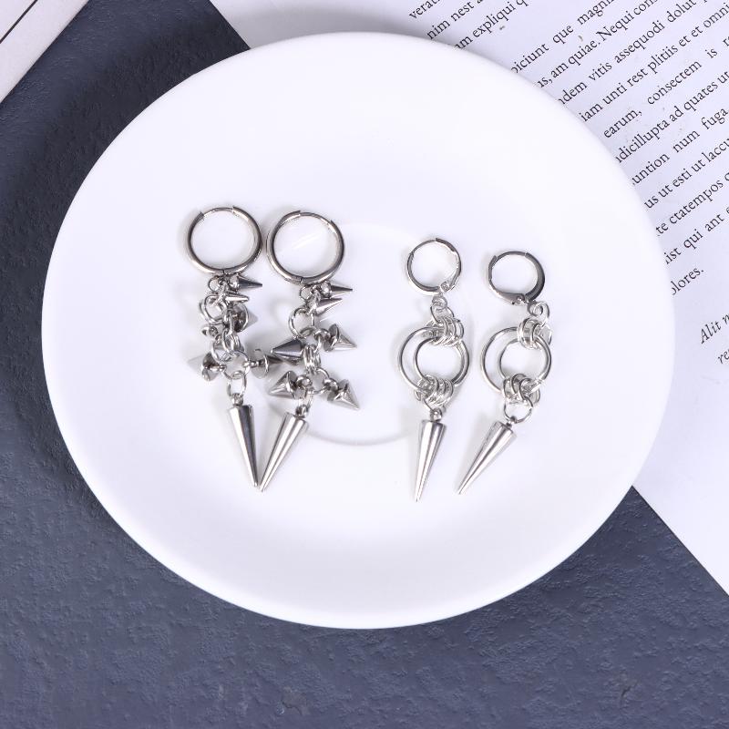 Punk Metal Piercing Curved Spike Earrings For Women Goth Grunge Aesthetic Rivet Earrings Jewelry Gift