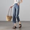 SOFSIL 2026 Summer Women's Loose Straight Cropped Denim Jeans