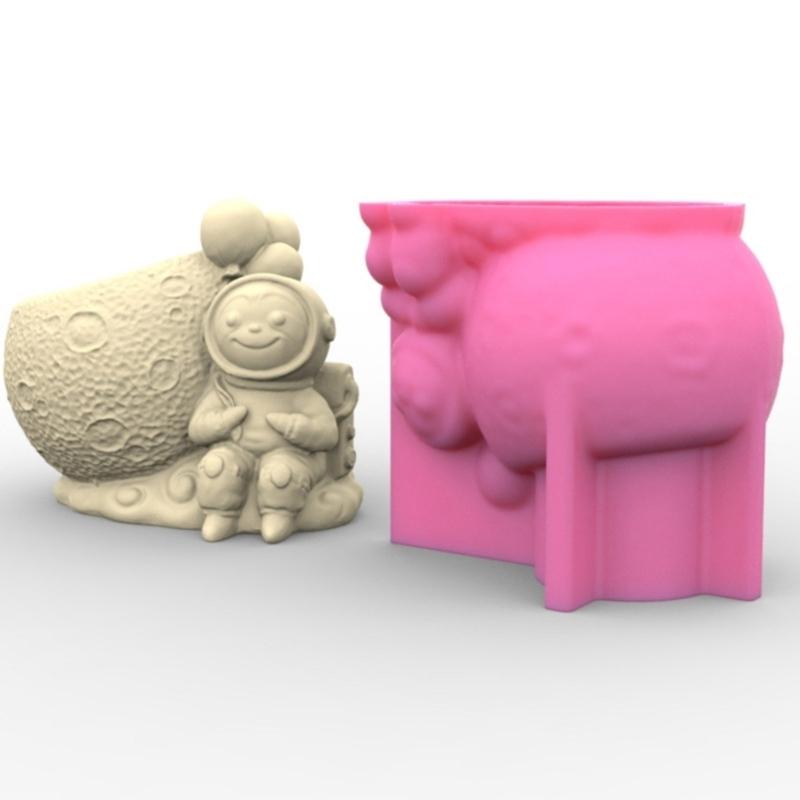 Flowerpot Silicone Mold Sitting Astronaut Shape Concrete Moulds Flowerpots Molds Cements Mould Silicone Material for DIY
