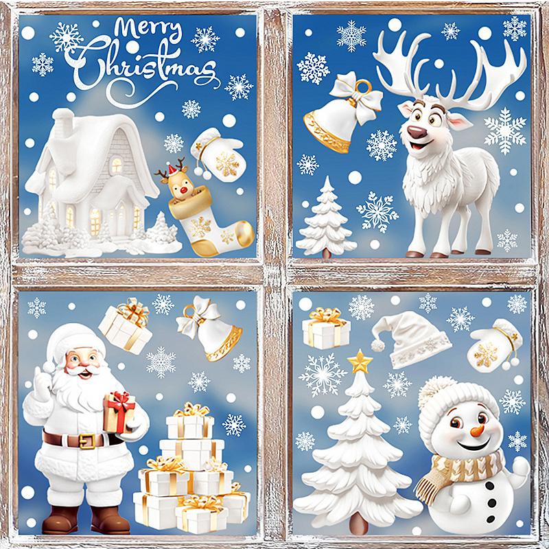 New Christmas Snowflake Static Wall Stickers Decoration Mirror Door Stickers Showcase Christmas Decorative Stickers
