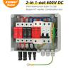 Cutie de combinare fotovoltaică solară cu fir de cupru, cu protecție la trăsnet, 2 intrări 1 ieșire DC 600V, Siguranță, MCB, SPD, Impermeabilă, Cutie 2 șiruri