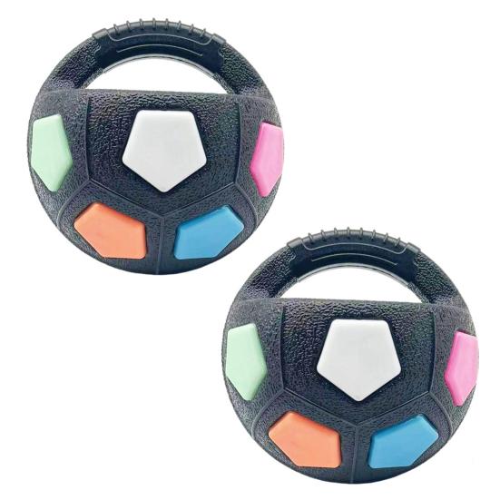 2Pcs Dog Toy Ball Kettlebell Design Rubber Squeaky Ball with Handle Interactive