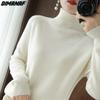 Herbst Frauen T-Shirt Wolle t-shirt Stricken Grundlegende Mode Korea Tops Tees Rollkragen Langarm Hause Tragen Lose Beiläufige
