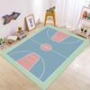 Großer Basketballplatz Muster Teppich für Wohnzimmer und Schlafzimmer Lebendiges Orange Sport Thema Bodenmatte Rutschfest Weicher Bereichsteppich