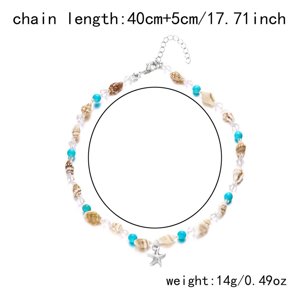 New Handmade Starfish Pendant Necklace for Women Bohemian Conch Beaded Choker Necklace Girls Spring Summer Beach Jewelry Gift