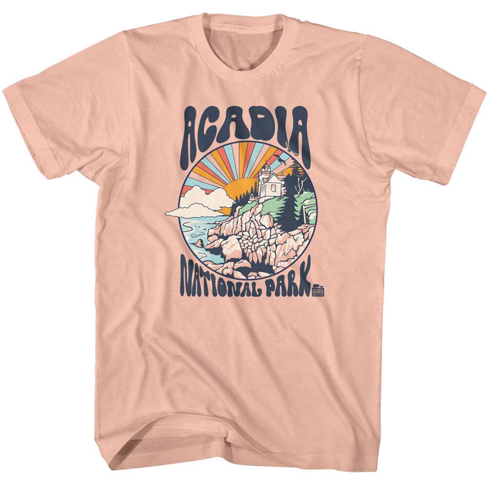 United States National Parks Acadia Lighthouse Colorful Sunrise Men T Shirt XXXXL