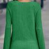Long Sleeves Casual Pullover Round Neck Textured Loose Long-sleeved T-shirt Top