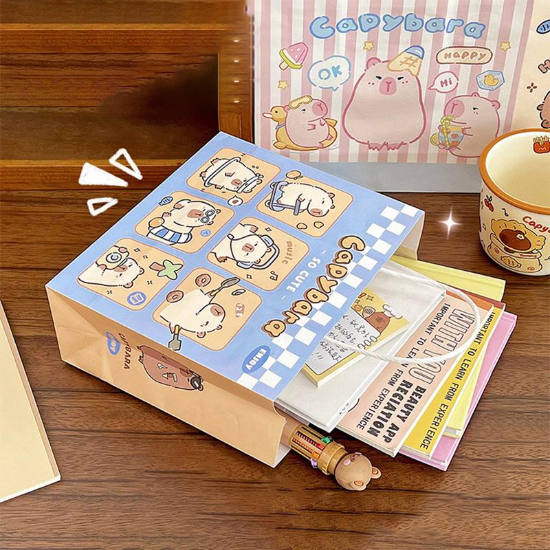 10Pcs Capybara Cartoon Gift Bags Hand-Held Paper Bags Rectangular Gift Candy Snack Packaging Bags Party Birthday Supplies