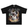 ASAP Rocky Rap Rocky Hip Hop Tshirt American Rap Short Sleeve Straight Print Small Neckline Tee High Quality