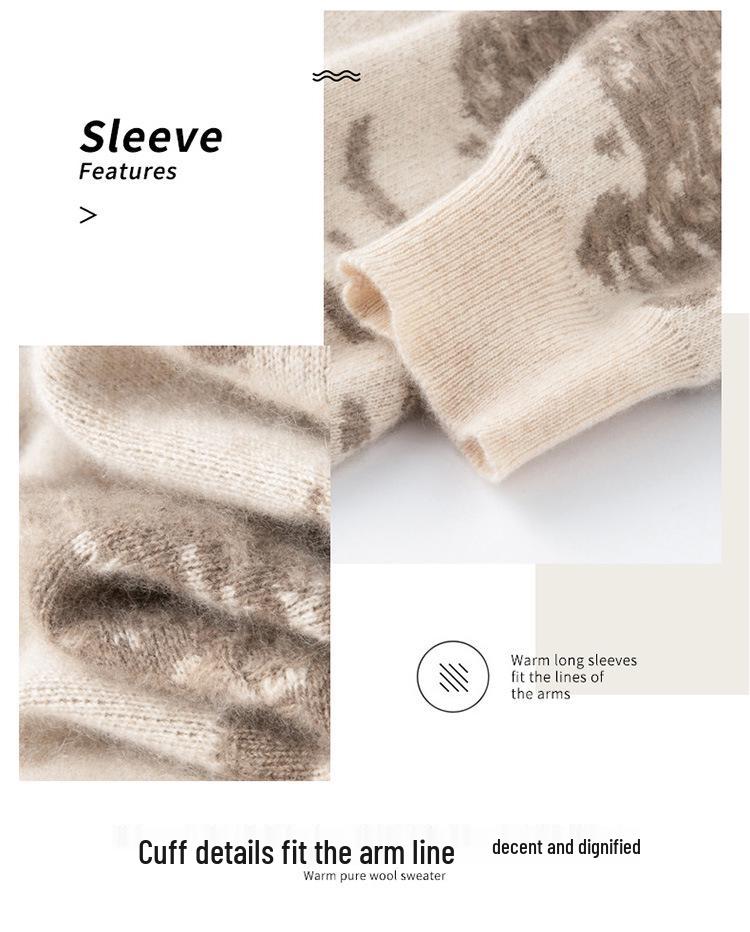 Retro Jacquard Cashmere Women's Round Neck Sweater - 2025 Autumn/Winter Collection