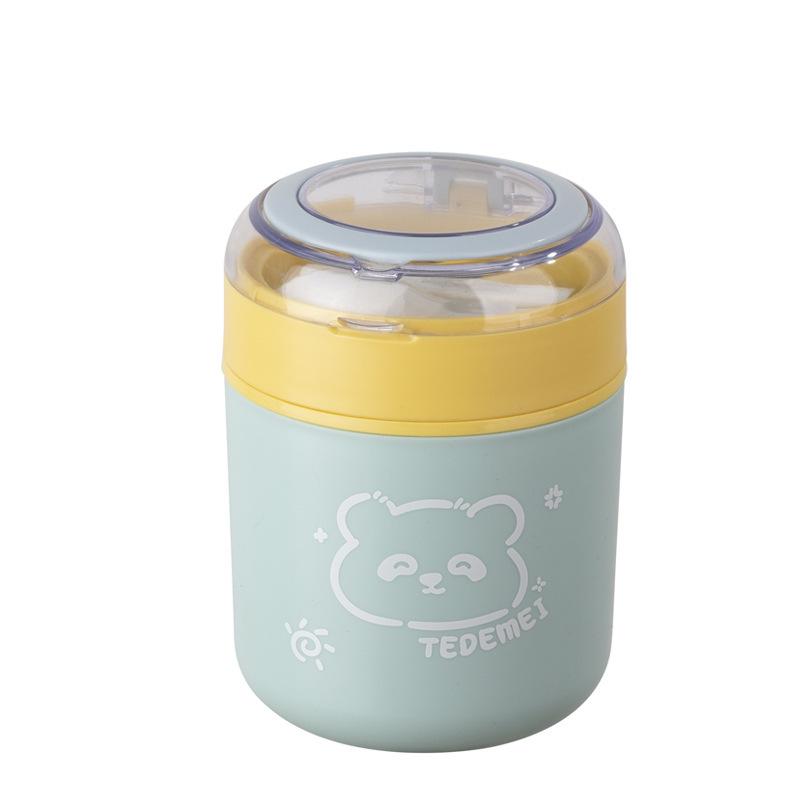 Creative Cute Anti-scald 304 Stainless Steel Breakfast Cup - Portable Oatmeal and Milk Cup 530ml синий