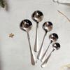 Korean-Style Stainless Steel Large Round Head Soup Spoon, 20cm