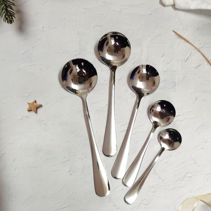 Korean-Style Stainless Steel Large Round Head Soup Spoon, 20cm