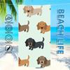 Süßer Welpen Strandtuch Handtuch Textil Bademantel Strand Schnelltrocknend Dackel Leicht Cartoon Tragbar Camping Schwimmbad Reise