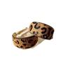 Autumn and winter retro leopard print flocking circle earrings women's European and American advanced sense geometric temperament earrings