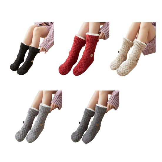Winter Floor Socks Anti-Slip Fleece Lined House Socks Warm Slipper Socks with Grippers