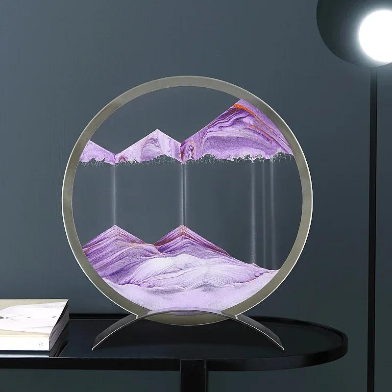 Metallfuß Sandscape Bewegliche Sandkunst Bild Kinetischer Treibsand Dynamische Flüssigkeit Sanduhr Fließende Sandmalerei Heimdeko Geschenke