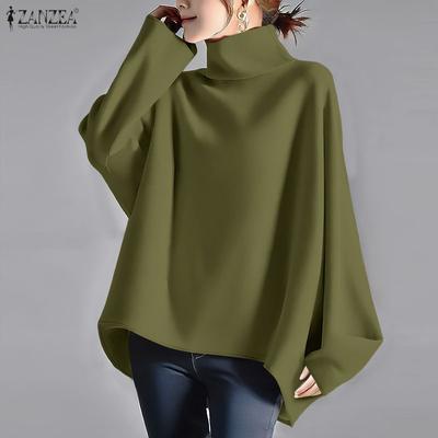 Women Stand Collar Loose Casual Long Sleeve Blouse
