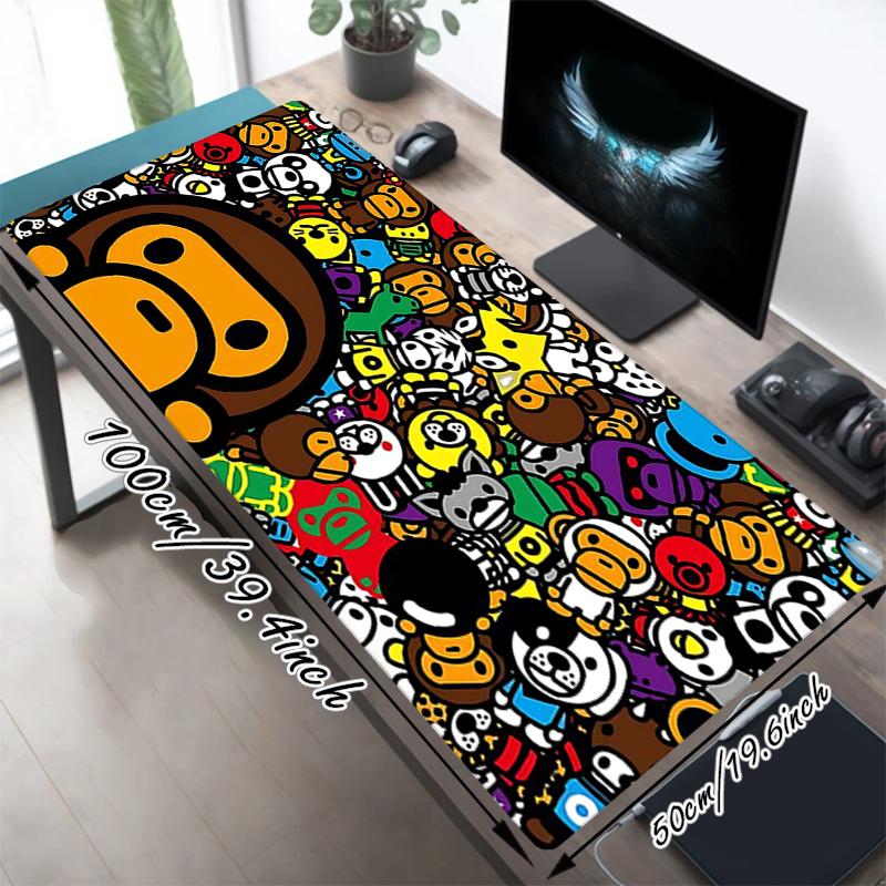 1Pc Colorful Cartoon Faces Gaming Mouse Pad Keyboard Desk Mat Non-slip Rubber Lock Edge Waterproof Computer Mousepad for Office Home Decor Es116