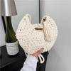 Hand Knitted Bag Women's Lightweight French Artistic Handbag Bucket Woven Shoulder Bag Semicircle Handheld Bag KTB