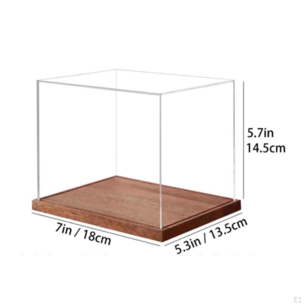 Miniature Sports Helmet Showcase Clear View Acrylic Display Case AntiOxidation Wood Base Dust