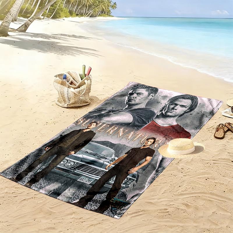 Supernatural Brothers Print Beach Towel, Large Soft Quick Dry Towel for Beach Camping Swimming