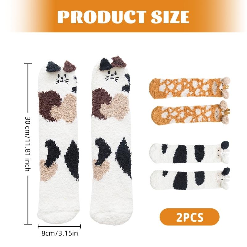 Winter Thermal Crew Socks Coral Fleece Sock Warmth For Women Men Home Comfort Cartoon Patterns