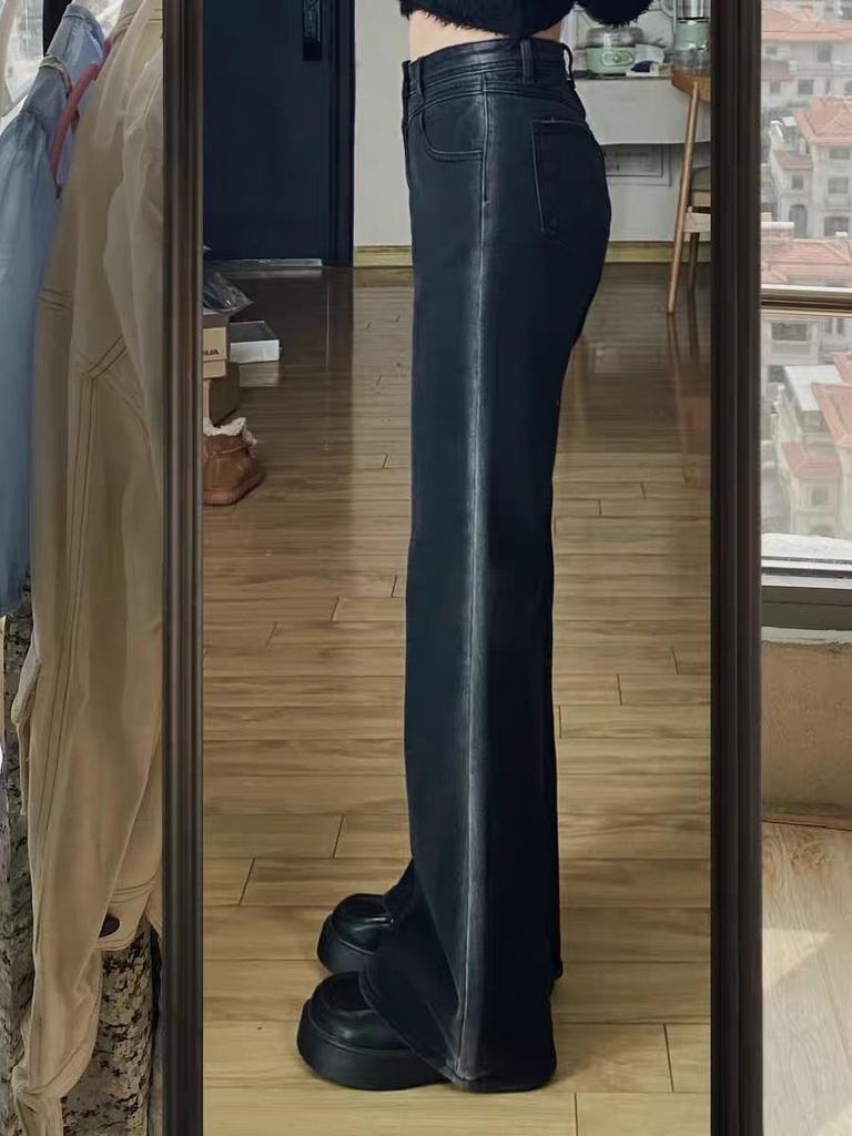 Women's High-Waist Micro-Flare Jeans: Versatile Wide-Leg Design for Autumn and Winter