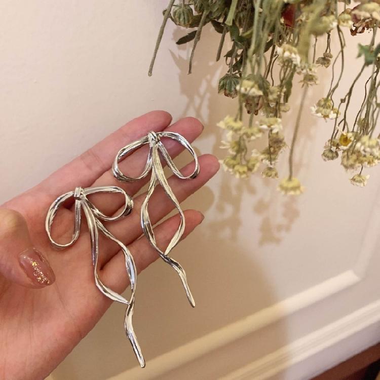 Bowknot Pendant Studs Earrings Butterfly Knot Earwears Ornament for Daily Wear