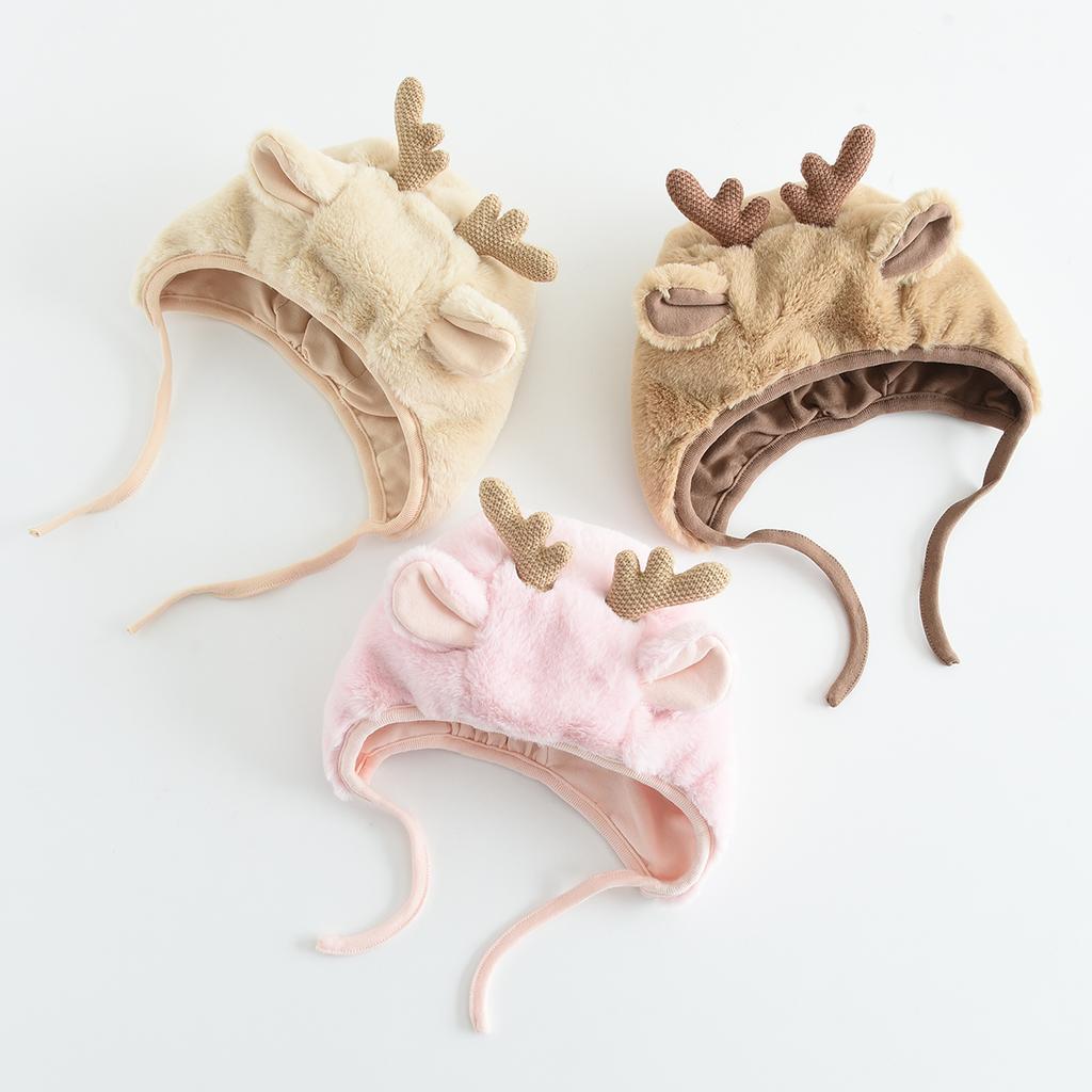 Children's plush hat, outdoor ear protection, windproof and cold proof hat, cartoon deer cute 3D hat