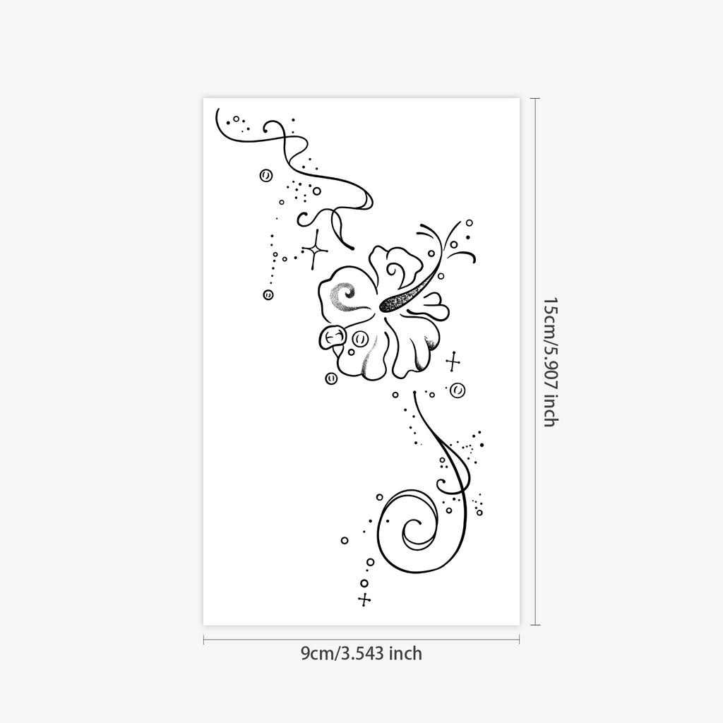 Dark Personality Tattoo Sticker Waterproof Female Long-Lasting Line Plain Flower Tattoo Sticker