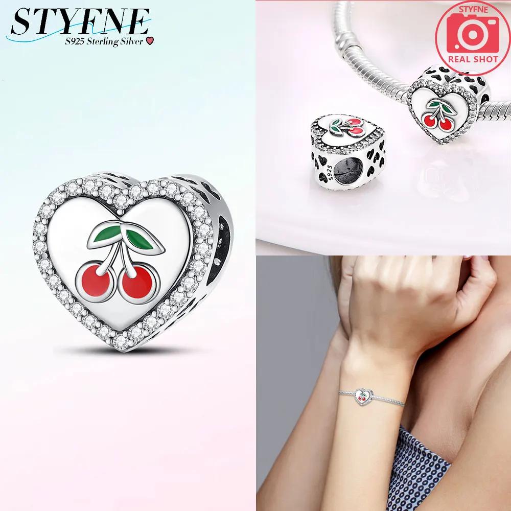 Cherry Fruit Series Charms New Copper Color Strawberry Beads Fit 3Mm Original Bracelets Diy Birthday Jewelry Gifts