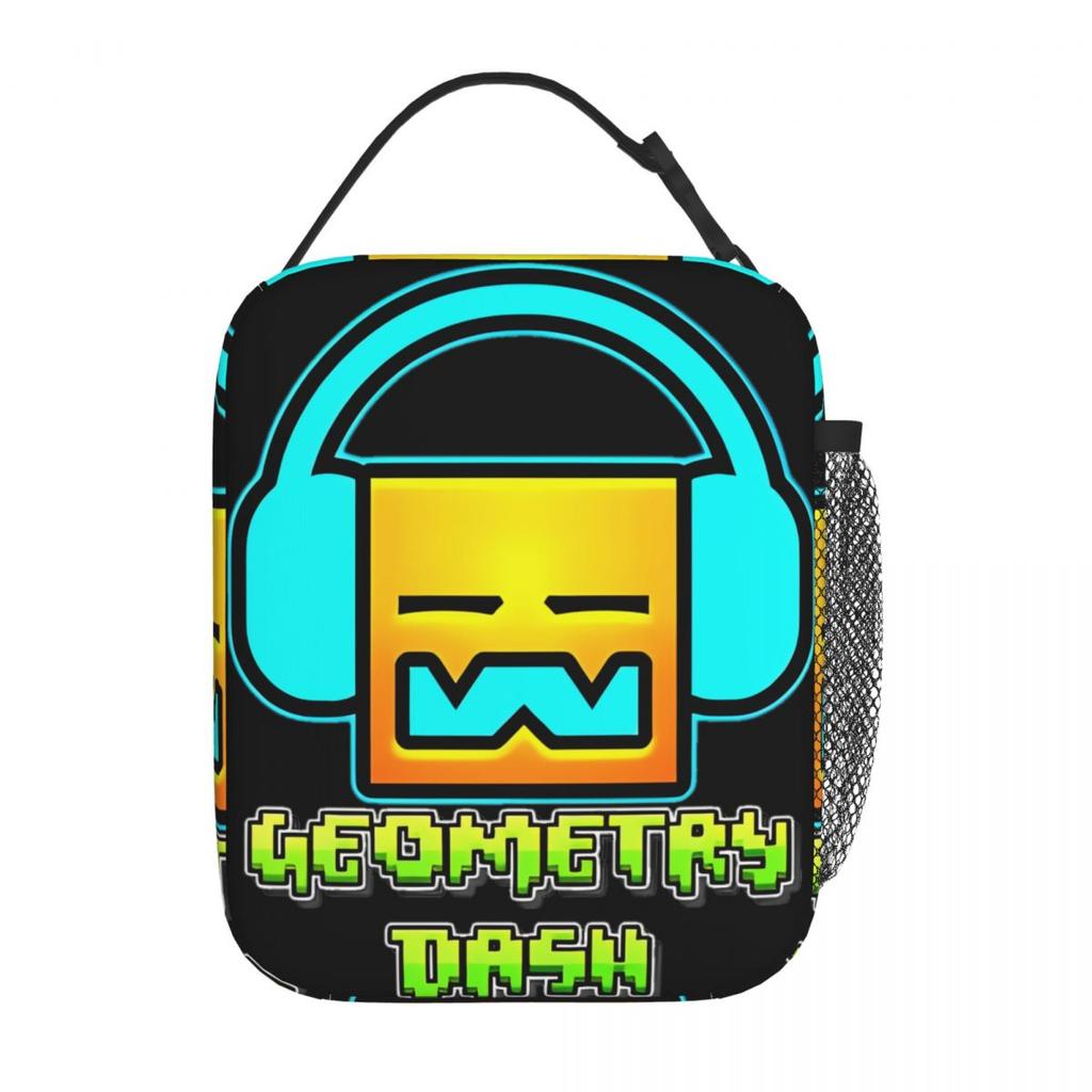 Geometry Cube Gaming Dash Insulated Lunch Bags Leakproof Lunch Container Cooler Bag Tote Lunch Box College Picnic Men Women