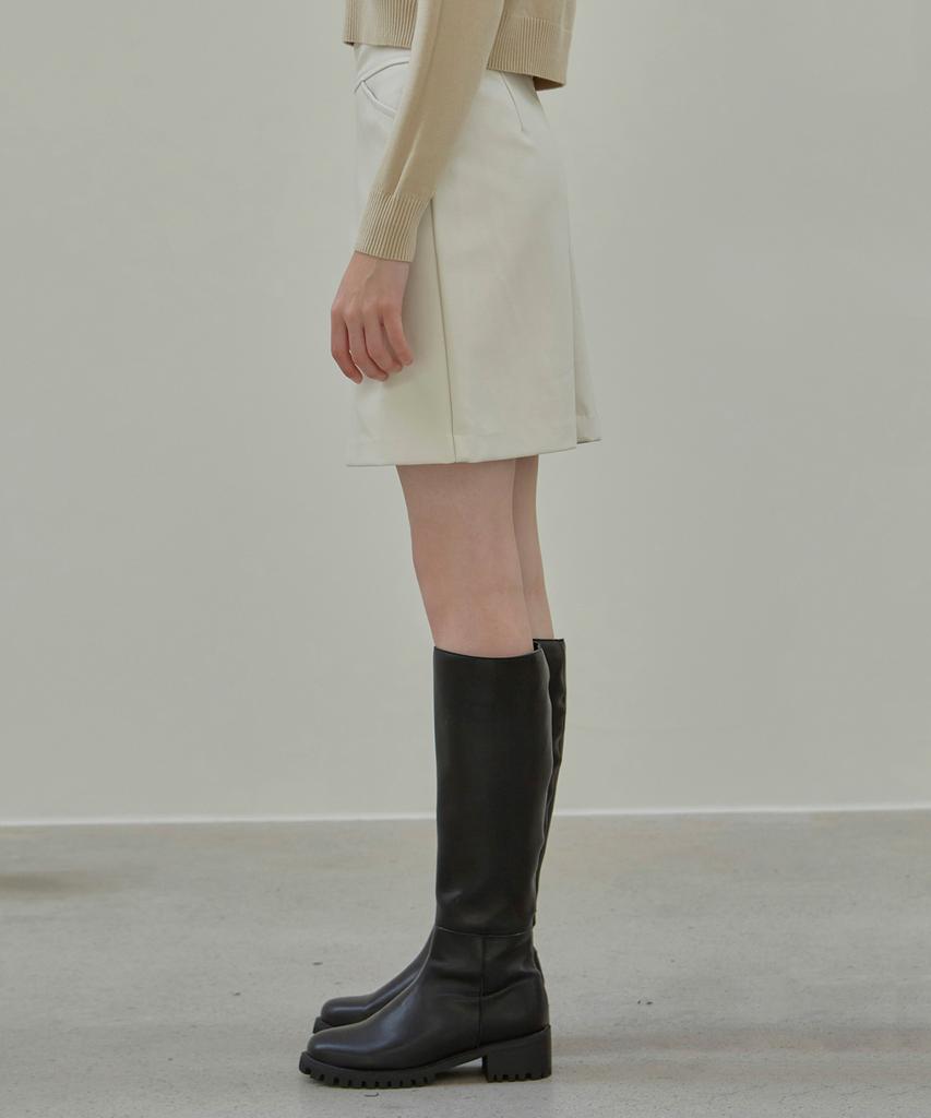 Nigaennikol Leather Mini Skirt_Ivory
