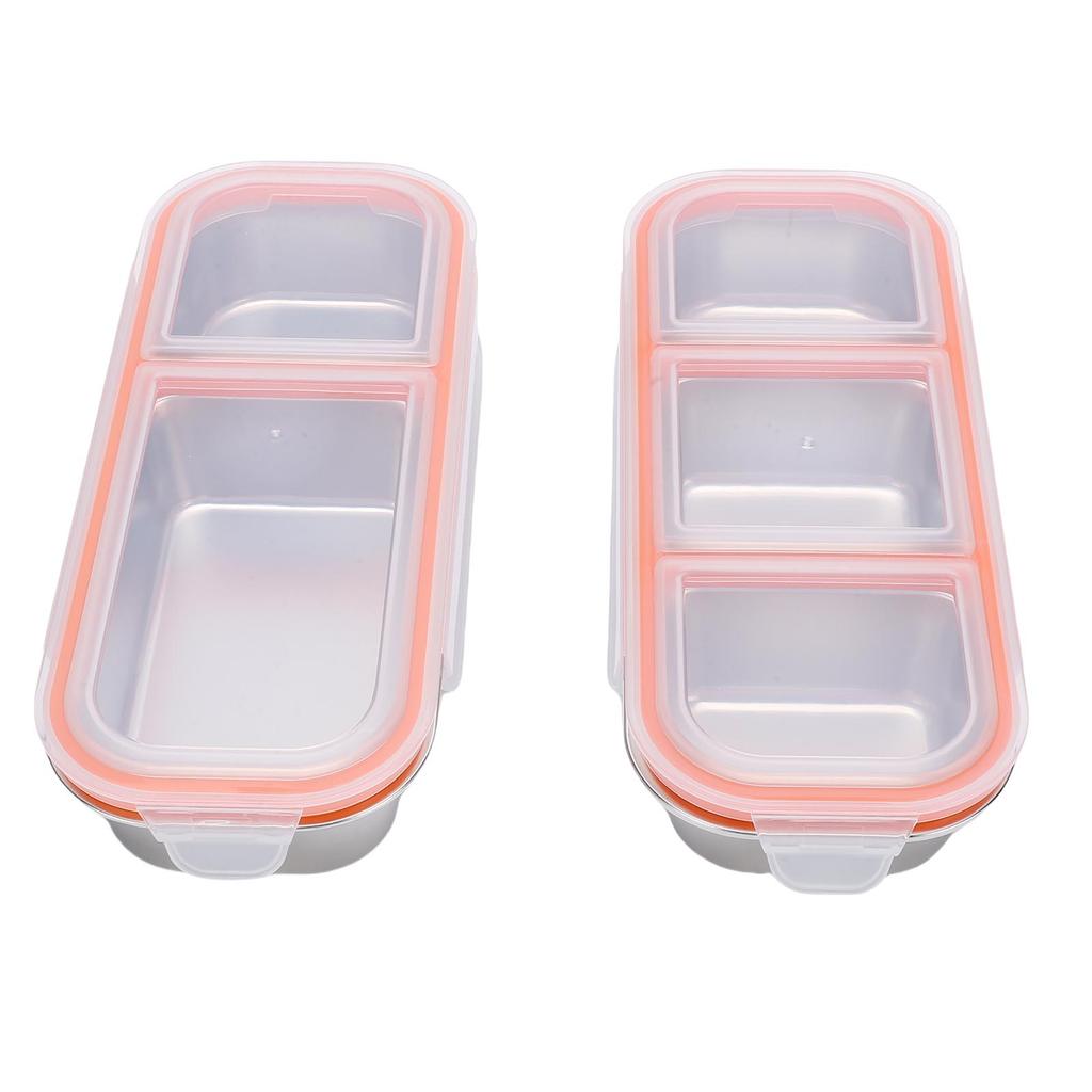 2pcs Lunch Container 700ML 600ML Leak Proof Stainless Steel Dishwasher Safe Lunch Storage Box with Compartments for